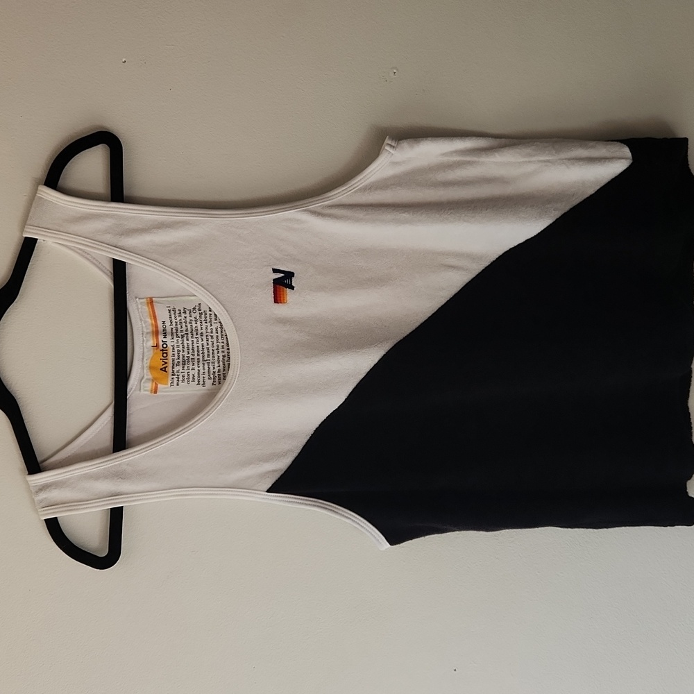 Aviator Nation Unisex Glider Terry Cloth Tank Top Black White L